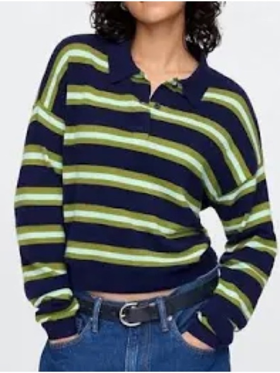 GAP Sweaters - GAP Navy Sweater with Lime Stripes